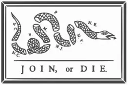 Join, or die snake logo symbolizing the east coast states.